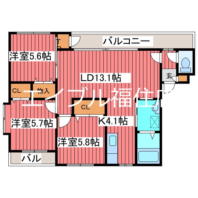 【プラージュ福住の間取り】