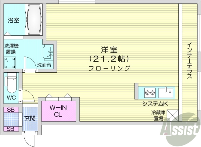 札幌市中央区南十六条西のマンションの間取り