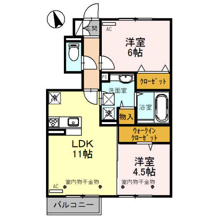 富山市粟島町のアパートの間取り