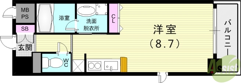 【神戸市灘区記田町のマンションの間取り】