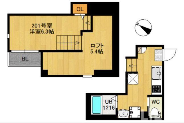 仙台市宮城野区宮千代のアパートの間取り