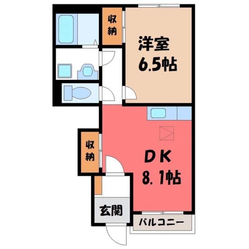 【筑西市伊佐山のアパートの間取り】