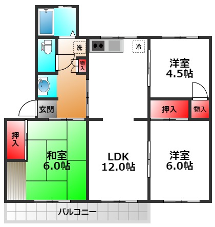 公社清和台住宅14号棟の間取り