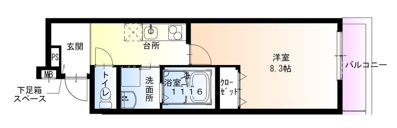 尼崎市杭瀬北新町のアパートの間取り