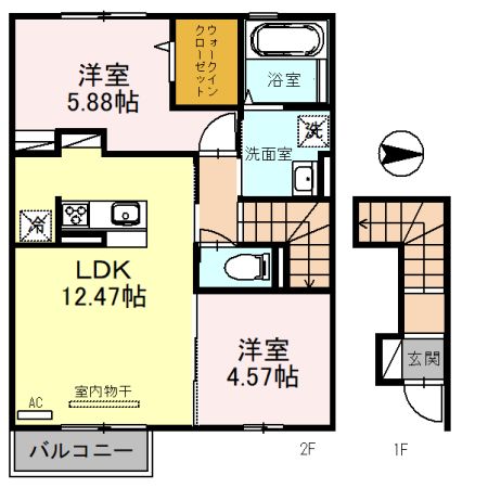 北葛城郡広陵町大字萱野のアパートの間取り