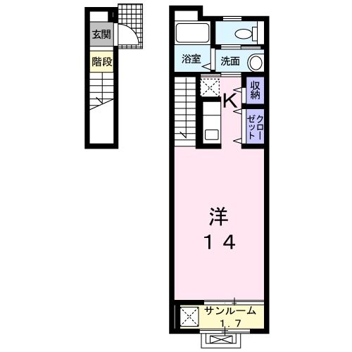 岸和田市下松町のアパートの間取り