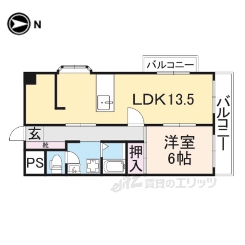 京都市右京区太秦京ノ道町のマンションの間取り