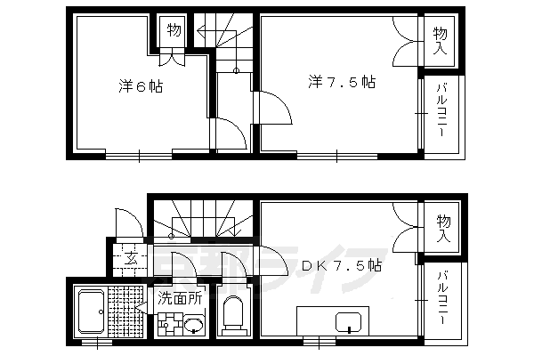 京都市中京区聚楽廻南町のマンションの間取り