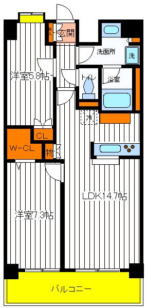 昭島市中神町のマンションの間取り