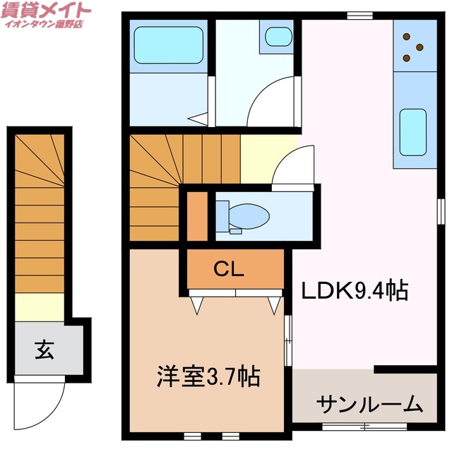 いなべ市大安町門前のアパートの間取り