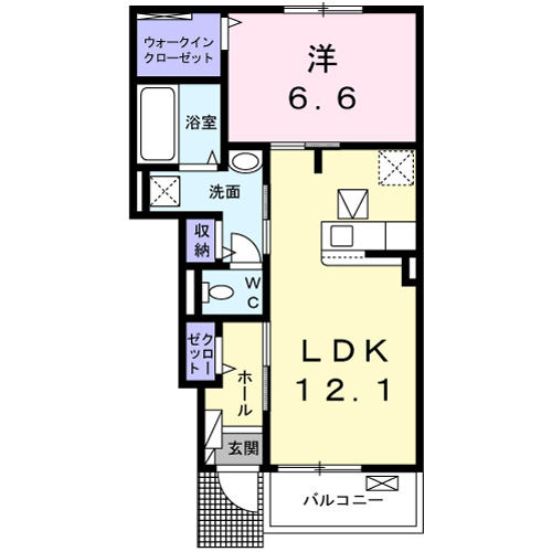 香芝市鎌田のアパートの間取り