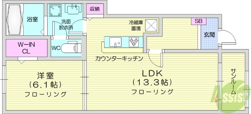 グレースヒルズGAMOA棟の間取り