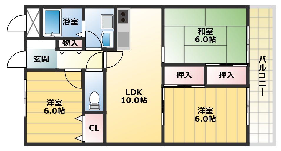 柏原市国分西のマンションの間取り