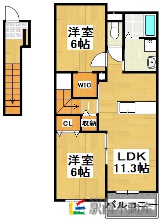 朝倉郡筑前町依井のアパートの間取り