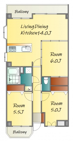 広島市中区上幟町のマンションの間取り