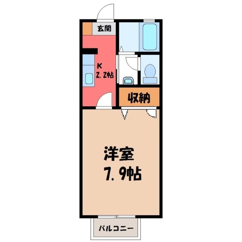 栃木市城内町のアパートの間取り