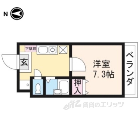 京都市西京区下津林東芝ノ宮町のマンションの間取り