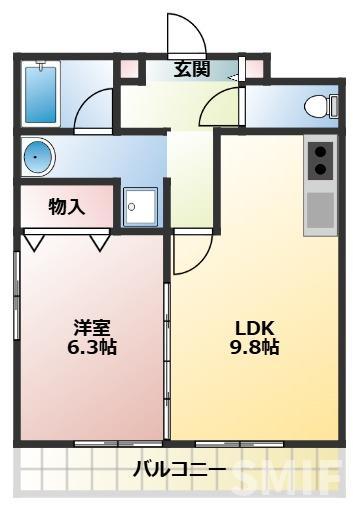 豊中市庄内幸町のマンションの間取り