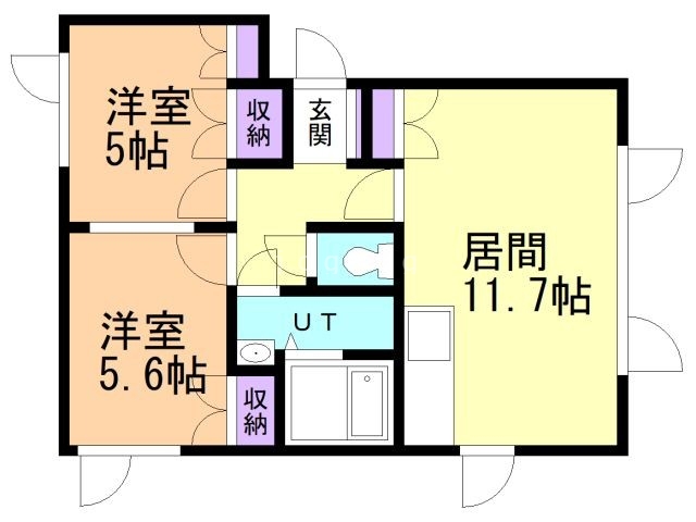 函館市乃木町のアパートの間取り