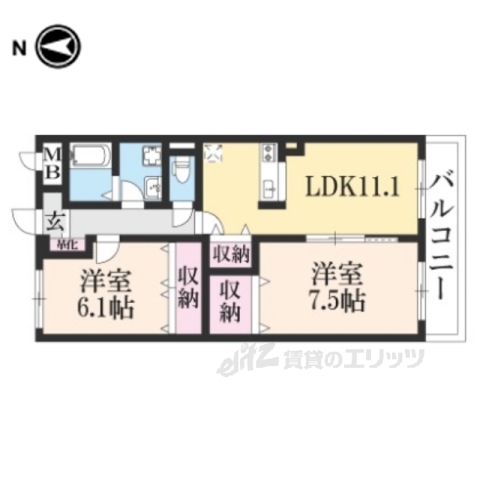 長浜市弥高町のマンションの間取り