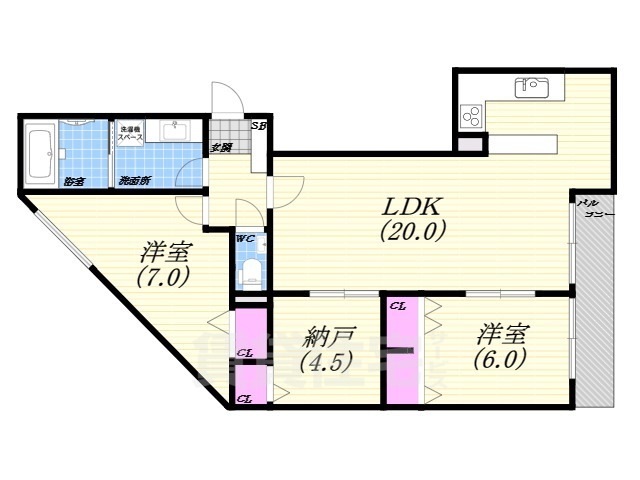 西宮市苦楽園三番町のマンションの間取り