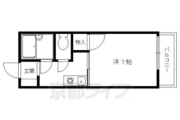 京都市左京区吉田下大路町のアパートの間取り