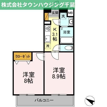 千葉市中央区新田町のマンションの間取り