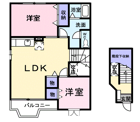 玉野市槌ケ原のアパートの間取り