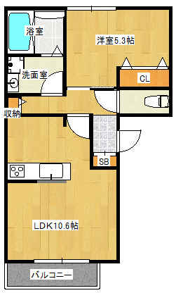 姫路市岡田のアパートの間取り