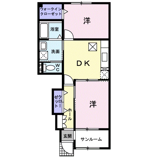 松江市西川津町のアパートの間取り