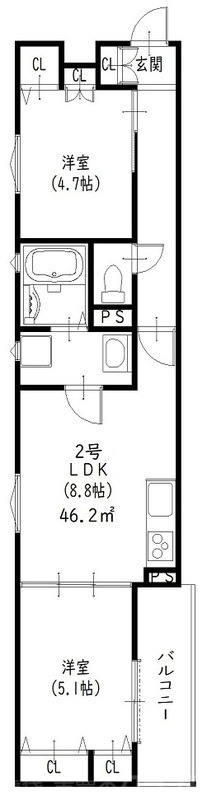 クリエオーレ下神田Iの間取り