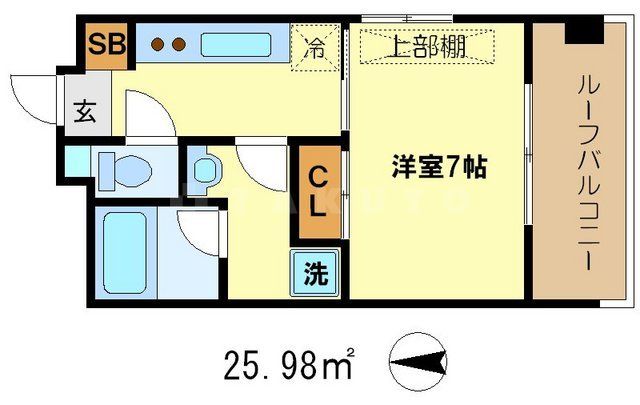 京都市中京区西ノ京南原町のマンションの間取り