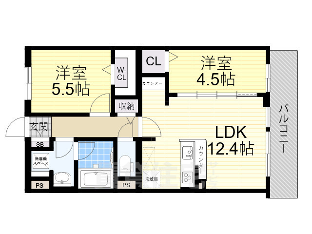 摂津市千里丘のマンションの間取り