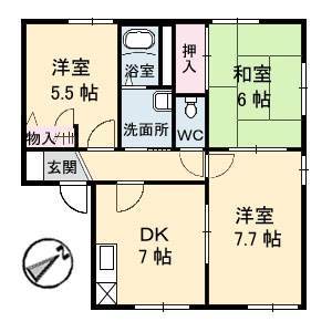 呉市焼山中央のアパートの間取り