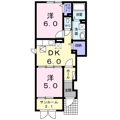 富山市田畠のアパートの間取り