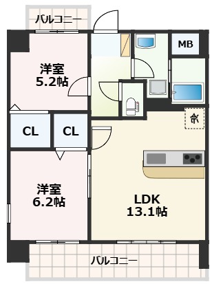 熊本市中央区国府のマンションの間取り