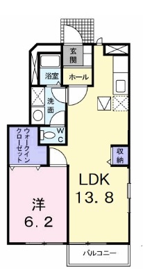 阿南市那賀川町上福井のアパートの間取り