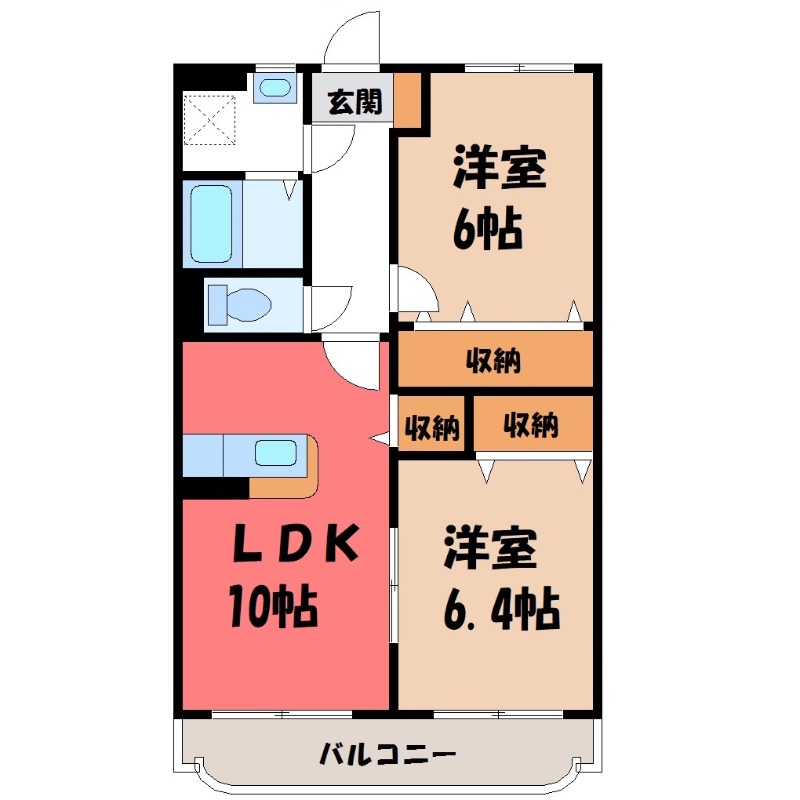 【栃木市嘉右衛門町のマンションの間取り】