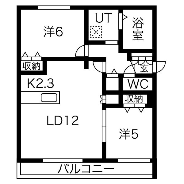 札幌市手稲区富丘一条のマンションの間取り