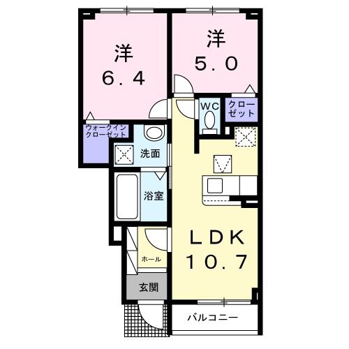 行橋市大字大野井のアパートの間取り