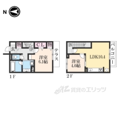 京都市北区西賀茂鎮守菴町のアパートの間取り