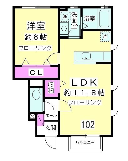 藤沢市鵠沼松が岡のアパートの間取り