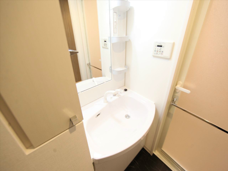 洗面設備　脱衣所　独立洗面台（シャンプードレッサー付）収納スペース有