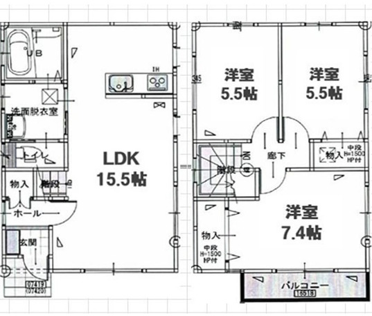 ＪＲ高崎線 北鴻巣駅 徒歩54分 2階建 築7年の間取り写真