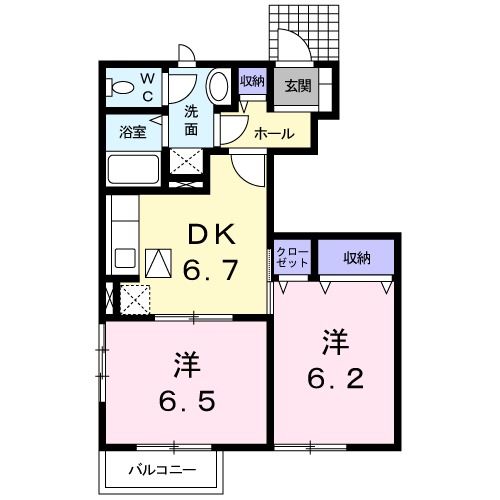 鈴鹿市稲生塩屋のアパートの間取り