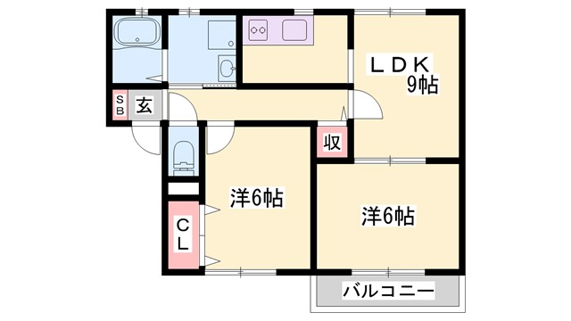 アムール正條B棟の間取り