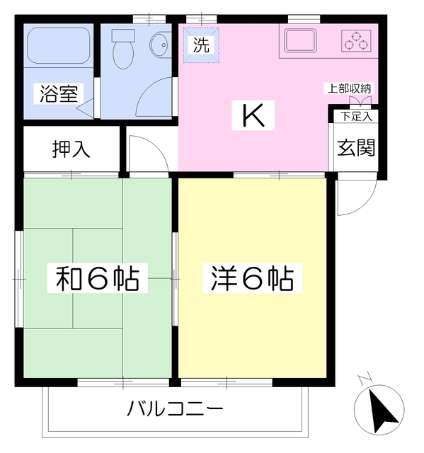 横浜市保土ケ谷区川島町のアパートの間取り