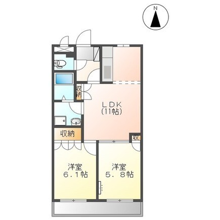 知多郡阿久比町大字卯坂のアパートの間取り