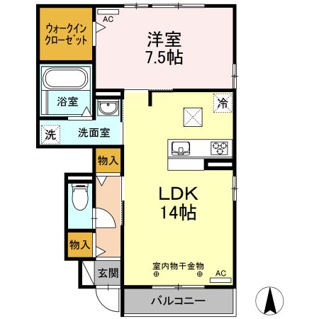 【各務原市鵜沼西町のアパートの間取り】