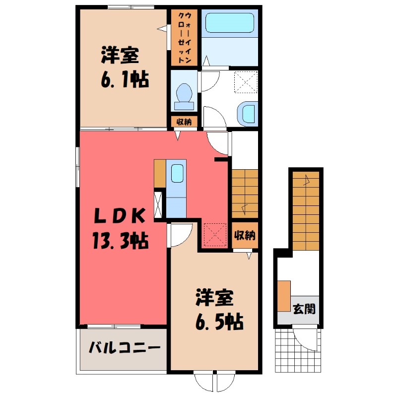 太田市飯塚町のアパートの間取り